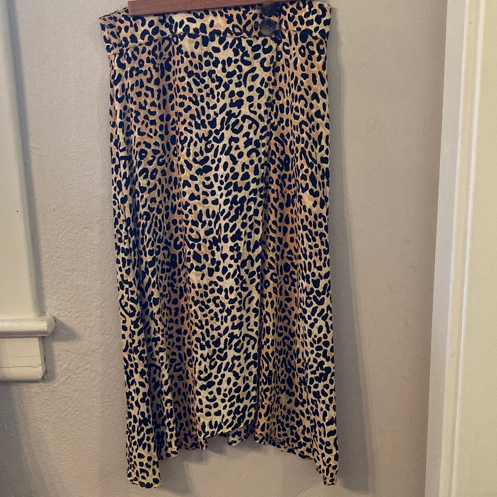 Faithfull the Brand Black and Tan long midi maxi wrap Skirt leopard cheetah 4